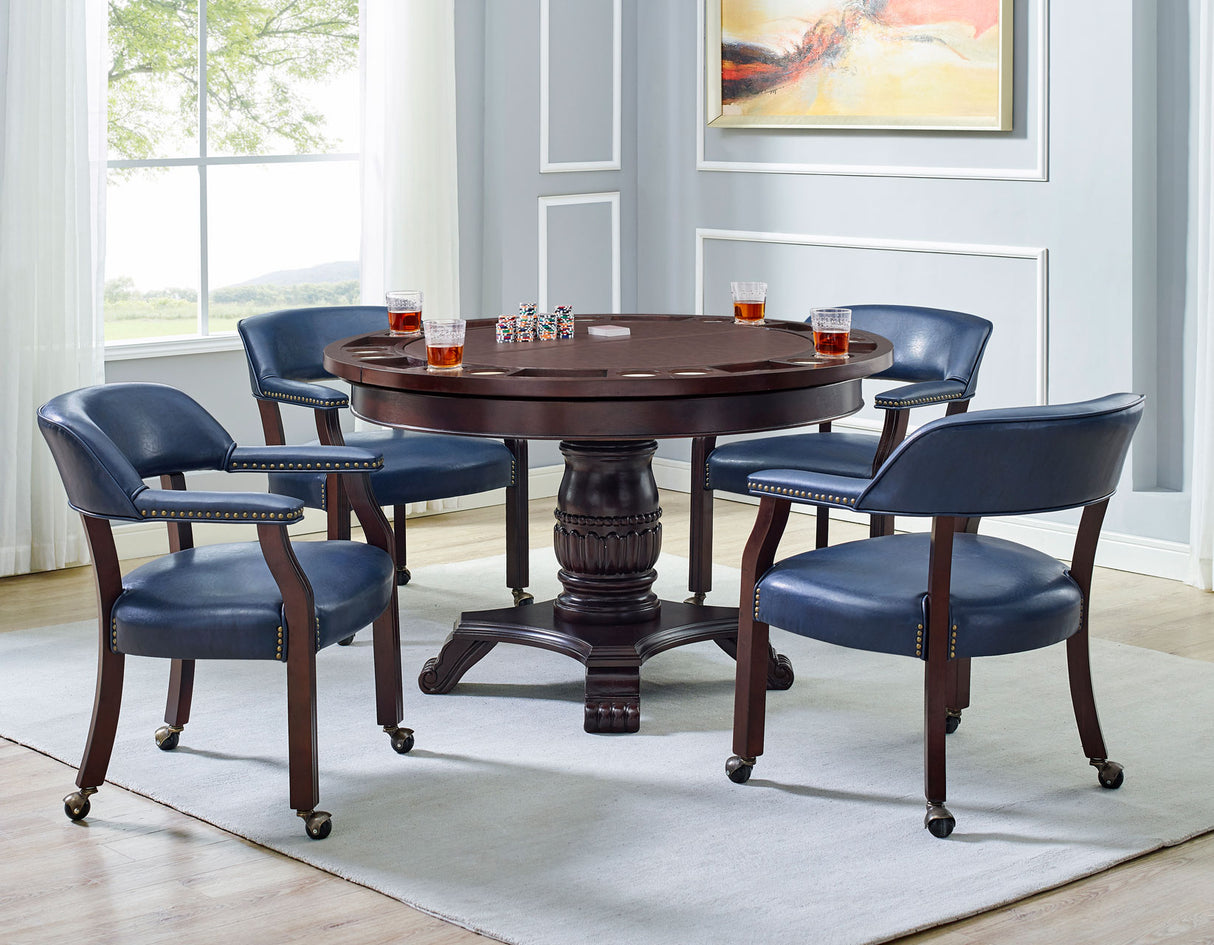 Game Table and Chairs, Tournament, 6-Piece, Navy from Steve Silver - Luna Furniture