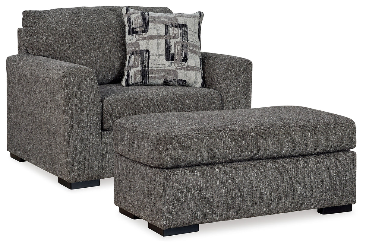 Gardiner Chair and Ottoman in Pewter from Ashley - Luna Furniture