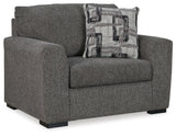 Gardiner Chair and Ottoman in Pewter from Ashley - Luna Furniture