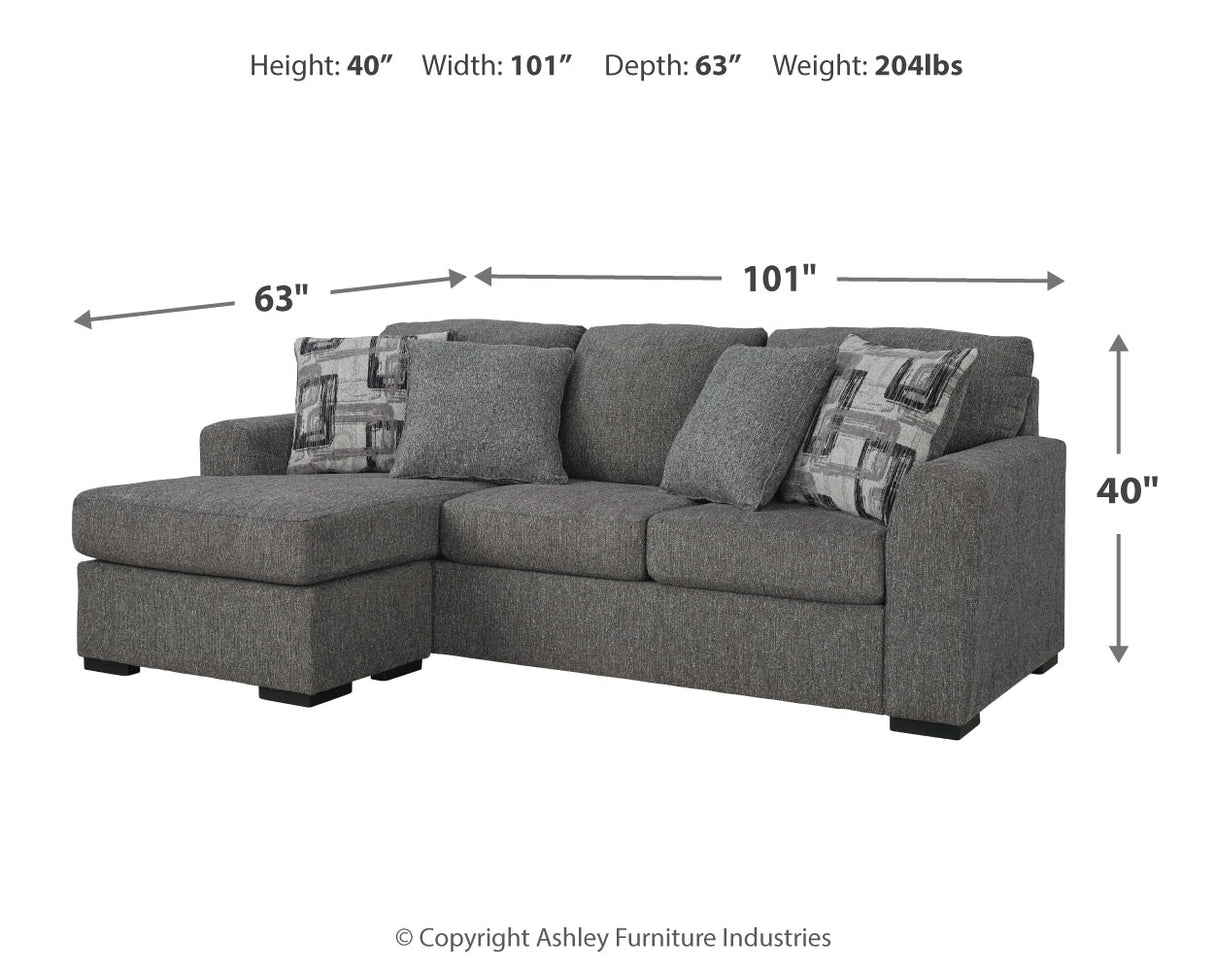 Gardiner Sofa Chaise with Ottoman in Pewter - PKG016057