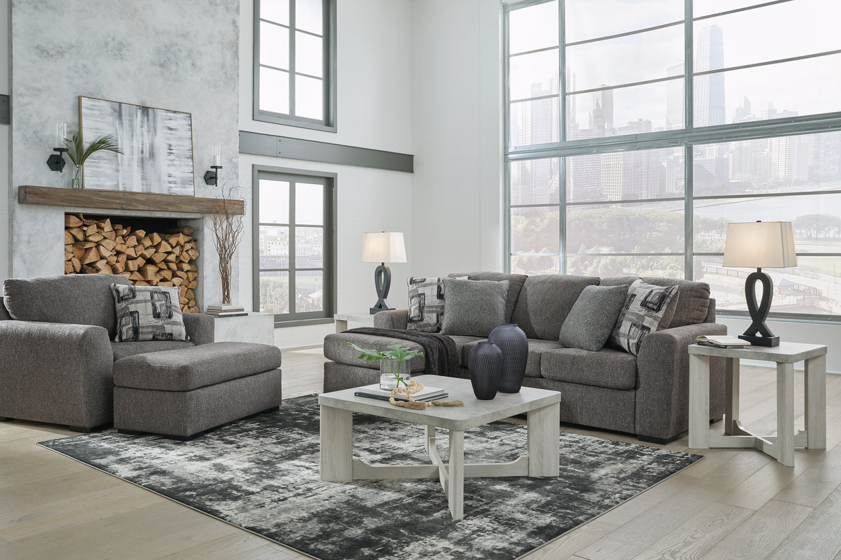 Gardiner Sofa Chaise with Ottoman in Pewter - PKG016057