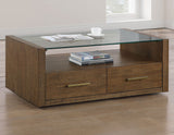 Garland Castered Glass Top Coffee Table, Toffee Finish from Steve Silver - Luna Furniture