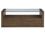 Garland Castered Glass Top Coffee Table, Toffee Finish from Steve Silver - Luna Furniture