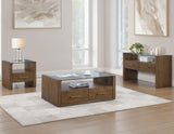 Garland Castered Glass Top Coffee Table, Toffee Finish from Steve Silver - Luna Furniture