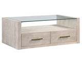 Garland Castered Glass Top Coffee Table, Washed Parchment Finish from Steve Silver - Luna Furniture