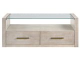 Garland Castered Glass Top Coffee Table, Washed Parchment Finish from Steve Silver - Luna Furniture