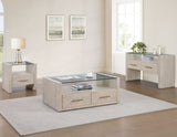 Garland Glass Top 3-Piece Table Set, Washed Parchment Finish from Steve Silver - Luna Furniture