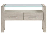 Garland Glass Top Sofa Table, Washed Parchment Finish from Steve Silver - Luna Furniture