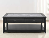 Garvine Sintered Stone Coffee Table with Casters from Steve Silver - Luna Furniture