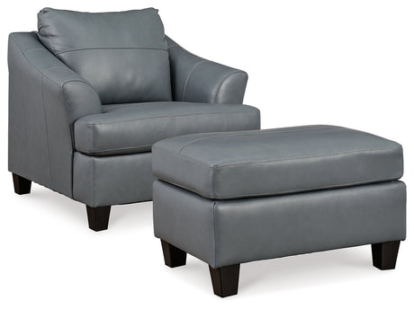 Genoa Chair and Ottoman in Steel from Ashley - Luna Furniture