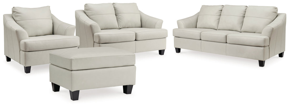 Genoa Sofa, Loveseat, Chair and Ottoman in Coconut - PKG015071