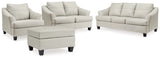 Genoa Sofa, Loveseat, Chair and Ottoman in Coconut - PKG015071