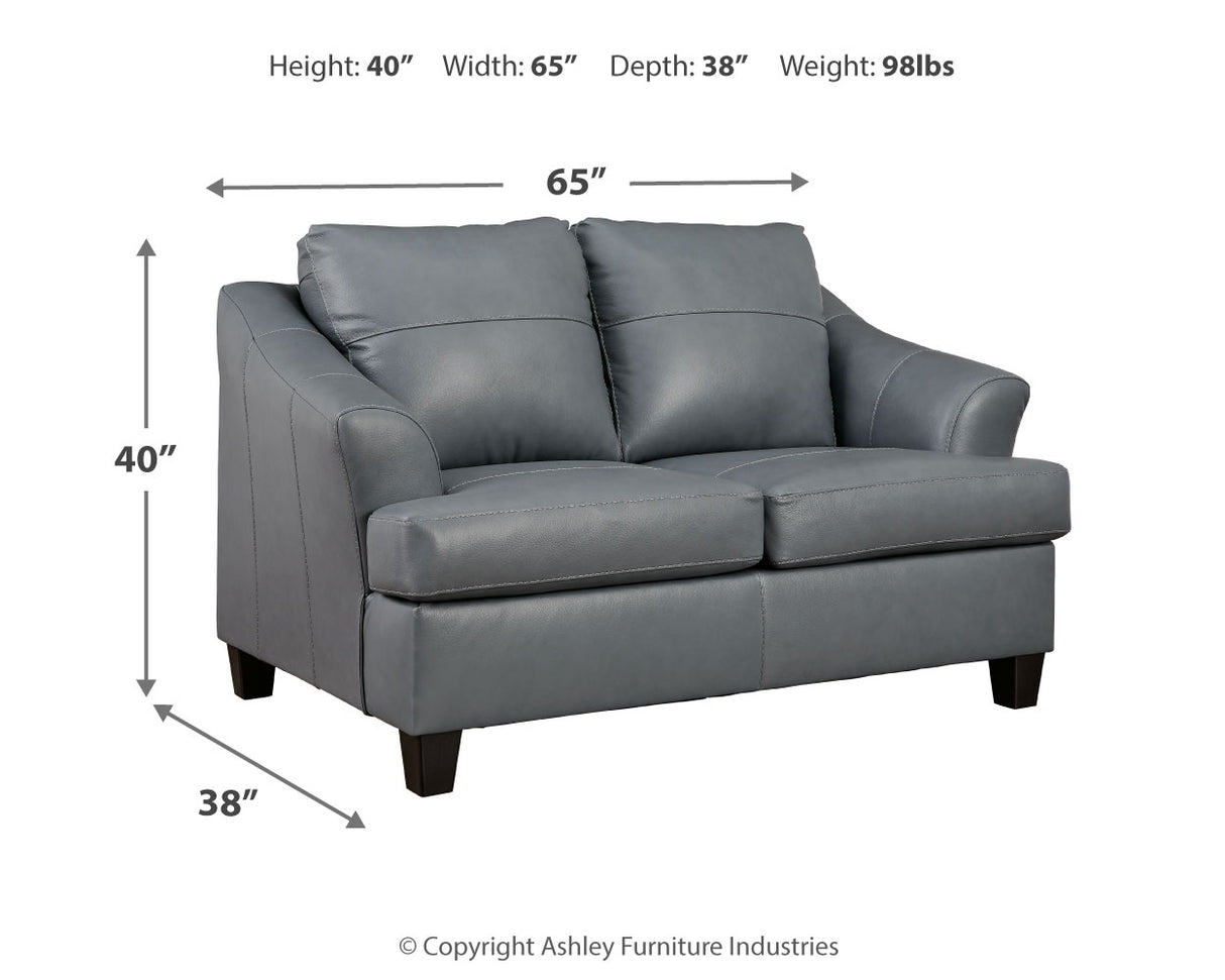 Genoa Sofa, Loveseat, Chair and Ottoman in Steel - PKG015074