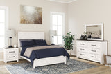 Gerridan Full Panel Bed with Mirrored Dresser and 2 Nightstands in White/Gray from Ashley - Luna Furniture