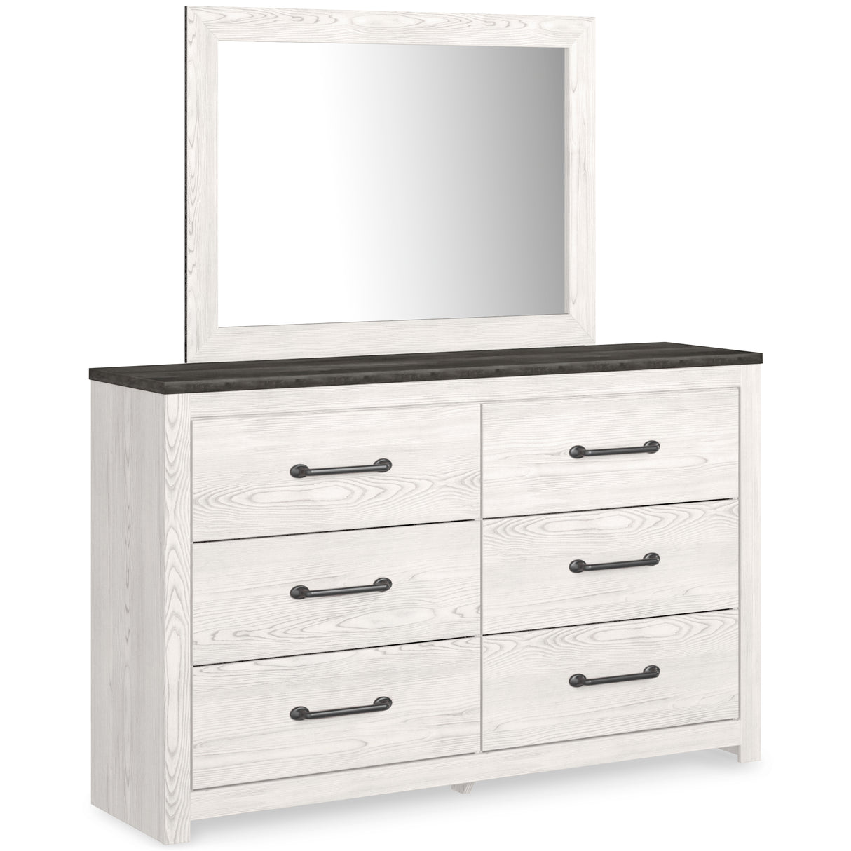 Gerridan Full Panel Bed with Mirrored Dresser and Chest in White/Gray from Ashley - Luna Furniture