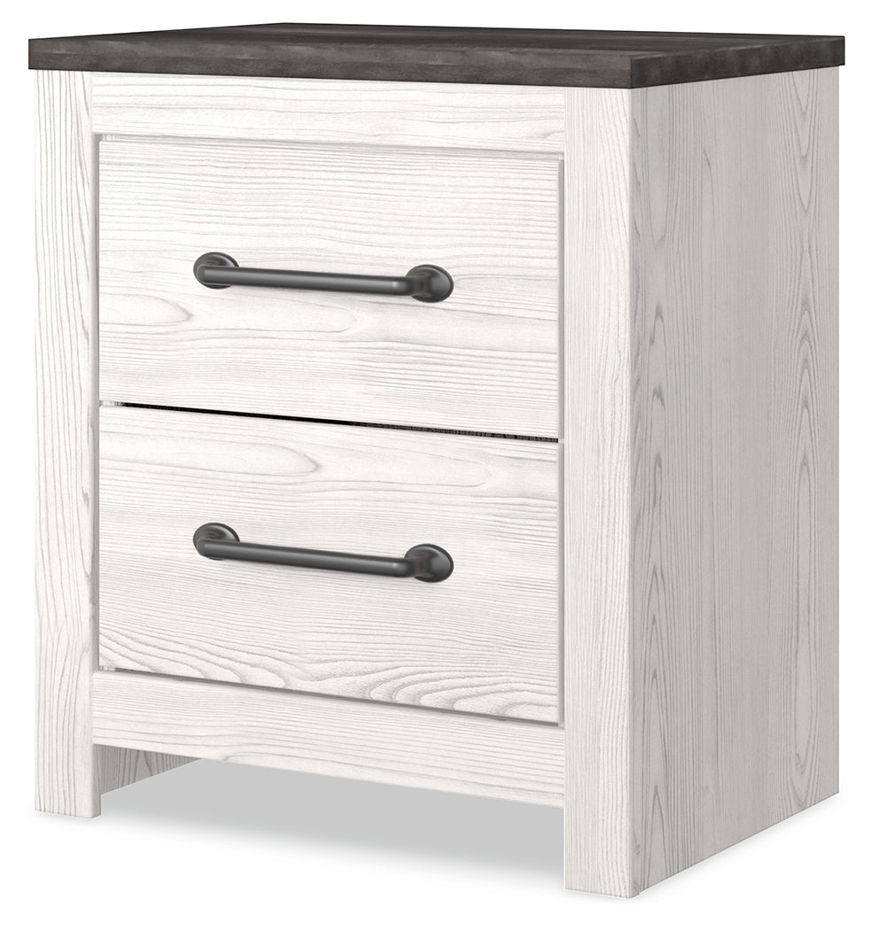 Gerridan King Panel Bed with 2 Nightstands in White/Gray - PKG019131