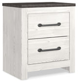 Gerridan King Panel Bed with 2 Nightstands in White/Gray - PKG019131