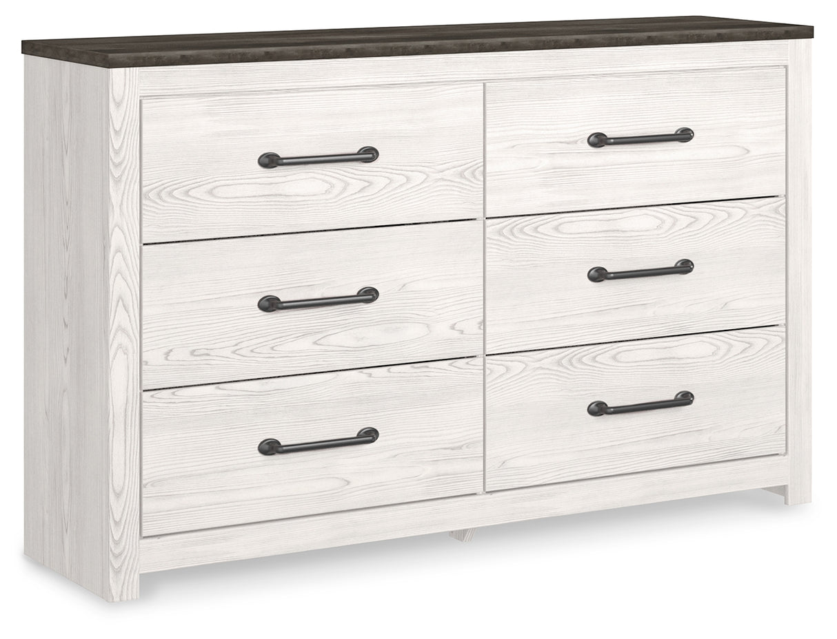 Gerridan King Panel Bed with Dresser and 2 Nightstands in White/Gray - PKG019130