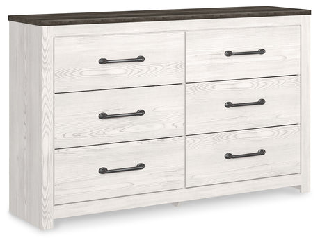 Gerridan King Panel Bed with Dresser and 2 Nightstands in White/Gray - PKG019130