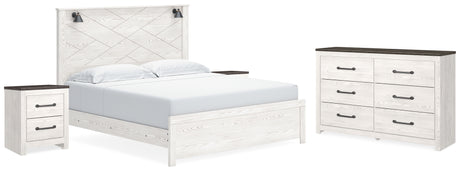 Gerridan King Panel Bed with Dresser and 2 Nightstands in White/Gray - PKG019130