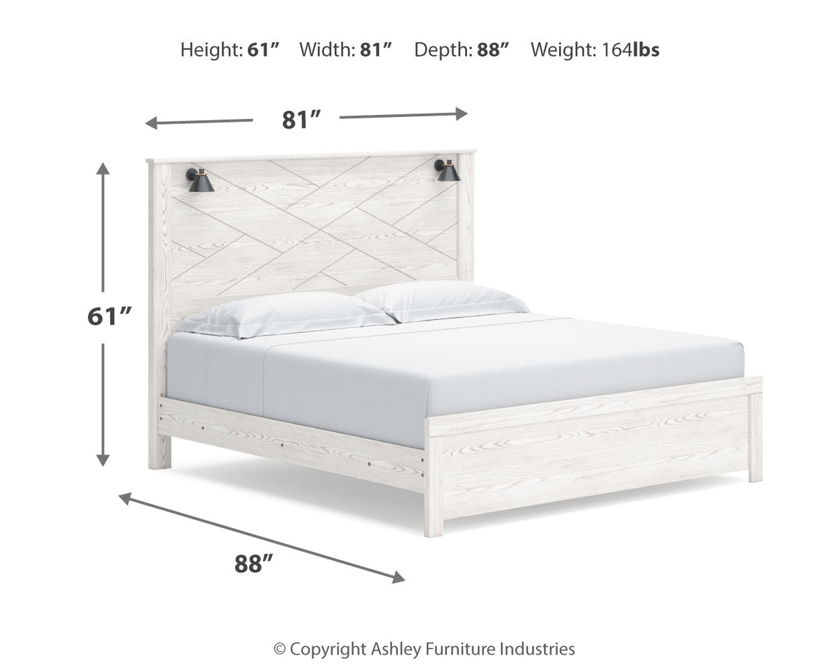 Gerridan King Panel Bed with Dresser and 2 Nightstands in White/Gray - PKG019130