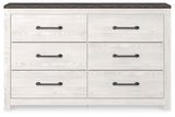 Gerridan King Panel Bed with Dresser and 2 Nightstands in White/Gray - PKG019130