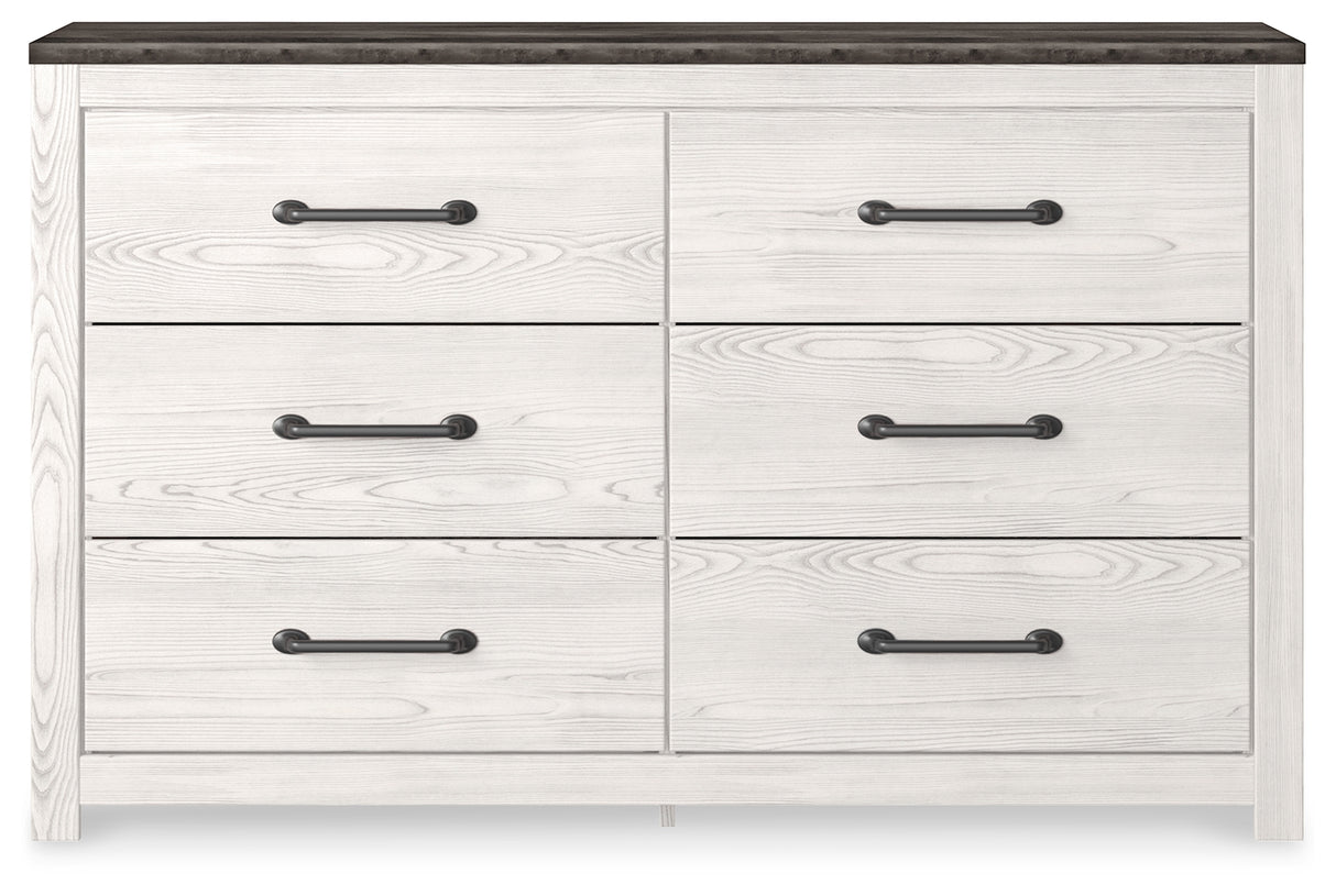 Gerridan King Panel Bed with Dresser in White/Gray - PKG019129