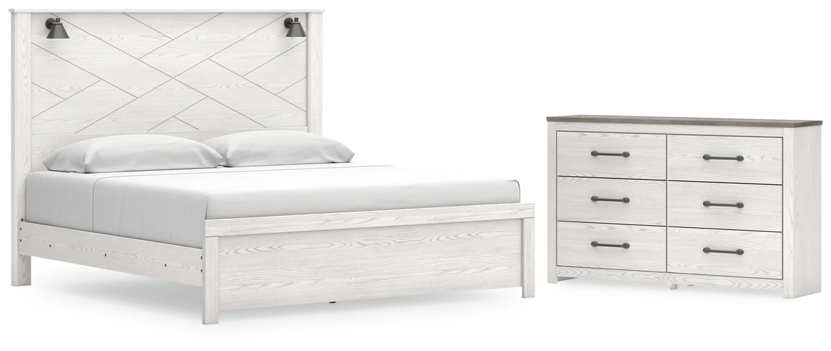 Gerridan King Panel Bed with Dresser in White/Gray - PKG019129