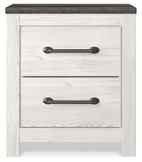 Gerridan King Panel Bed with Mirrored Dresser and 2 Nightstands in White/Gray - PKG019124