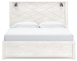 Gerridan King Panel Bed with Mirrored Dresser and 2 Nightstands in White/Gray - PKG019124