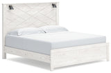 Gerridan King Panel Bed with Mirrored Dresser and 2 Nightstands in White/Gray - PKG019124