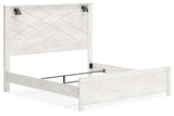 Gerridan King Panel Bed with Mirrored Dresser and 2 Nightstands in White/Gray - PKG019124