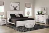 Gerridan King Panel Bed with Mirrored Dresser and Nightstand in White/Gray from Ashley - Luna Furniture