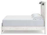 Gerridan King Panel Bed with Mirrored Dresser, Chest and 2 Nightstands in White/Gray - PKG019125