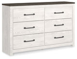 Gerridan Queen Panel Bed with Dresser and 2 Nightstands in White/Gray - PKG019122