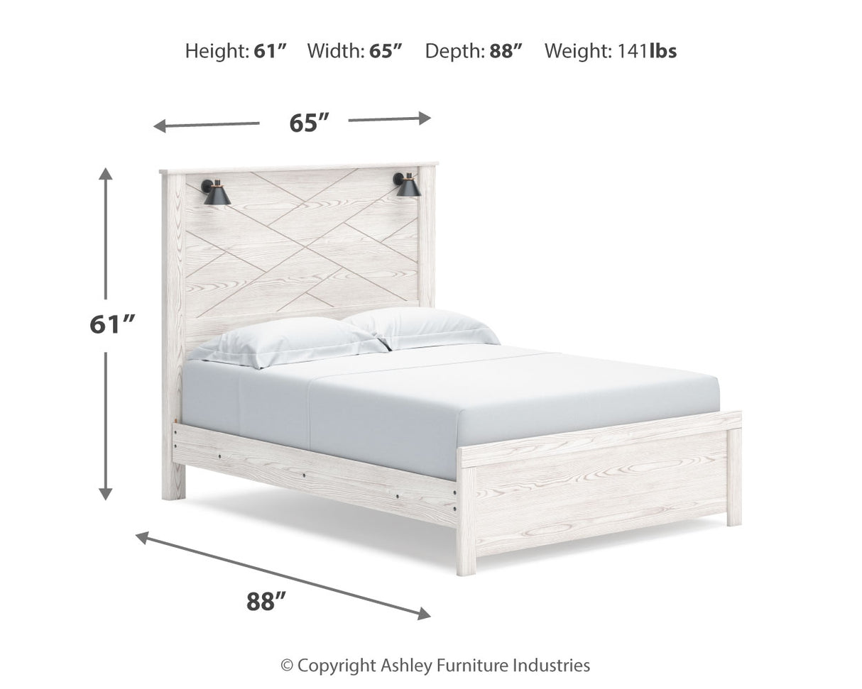 Gerridan Queen Panel Bed with Dresser and 2 Nightstands in White/Gray - PKG019122