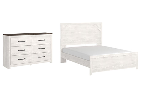 Gerridan Queen Panel Bed with Dresser in White/Gray - PKG009364