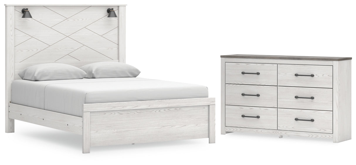 Gerridan Queen Panel Bed with Dresser in White/Gray from Ashley - Luna Furniture