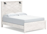 Gerridan Queen Panel Bed with Mirrored Dresser and 2 Nightstands in White/Gray - PKG019116