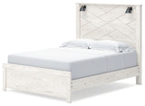 Gerridan Queen Panel Bed with Mirrored Dresser and Chest in White/Gray - PKG019119