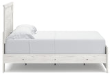 Gerridan Queen Panel Bed with Mirrored Dresser and Nightstand in White/Gray - PKG014071