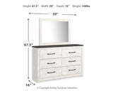 Gerridan Queen Panel Bed with Mirrored Dresser and Nightstand in White/Gray - PKG014071