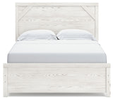 Gerridan Queen Panel Bed with Mirrored Dresser and Nightstand in White/Gray - PKG014071