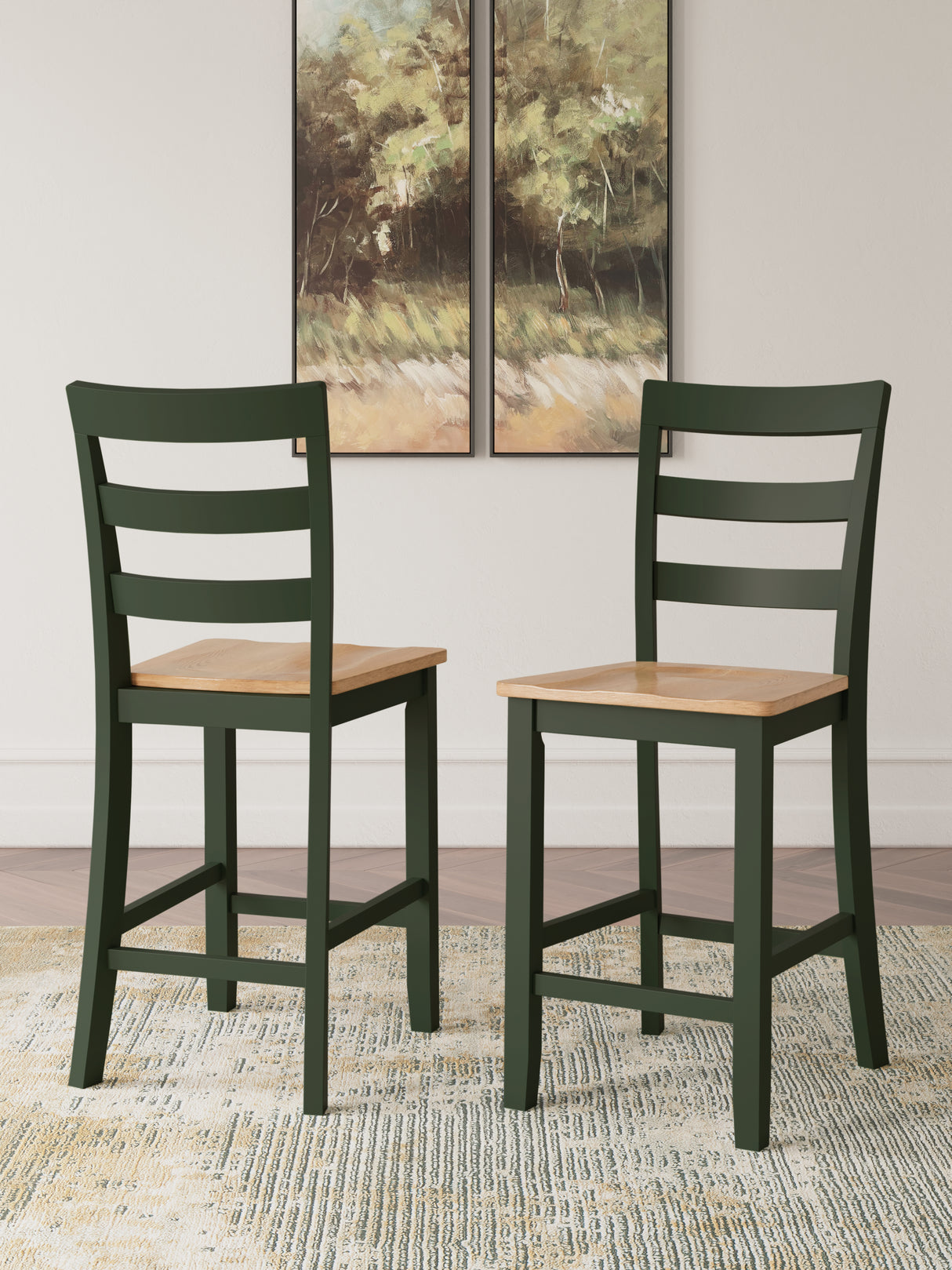 Gesthaven Counter Height Dining Table and 2 Barstools in Natural/Green - PKG019466