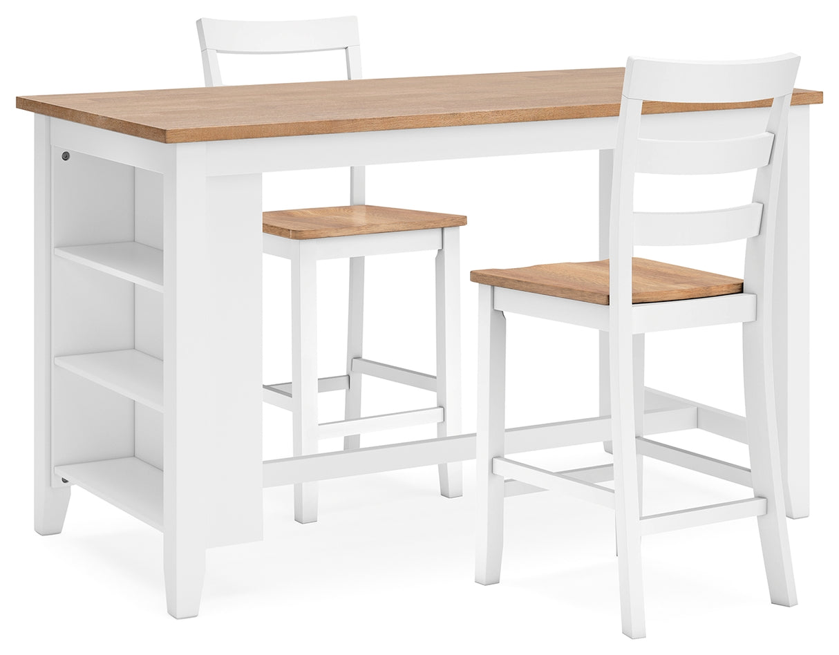 Gesthaven Counter Height Dining Table and 2 Barstools in Natural/White - PKG019458