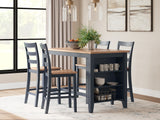 Gesthaven Counter Height Dining Table and 4 Barstools in Natural/Blue - PKG019463