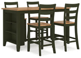 Gesthaven Counter Height Dining Table and 4 Barstools in Natural/Green - PKG019467