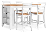 Gesthaven Counter Height Dining Table and 4 Barstools in Natural/White - PKG019459