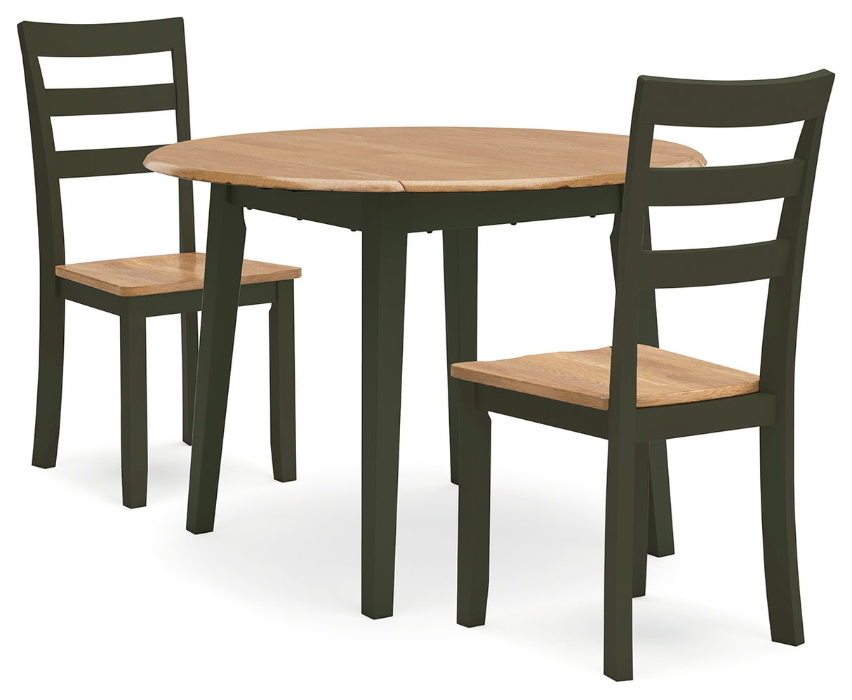 Gesthaven Dining Table and 2 Chairs in Natural/Green - PKG019468