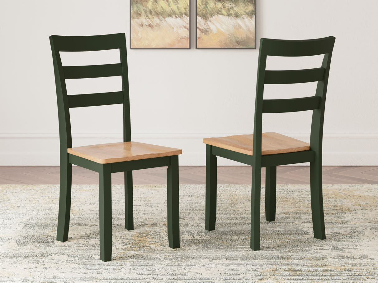 Gesthaven Dining Table and 2 Chairs in Natural/Green - PKG019468